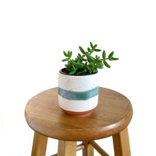 Load image into Gallery viewer, 4&quot; Speckled Plant Pot - Teal Striped
